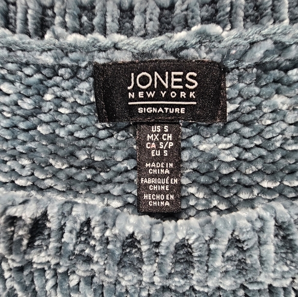Jones New York Blue Crew Neck Sweater with Ribbed Knit - Picture 3 of 6